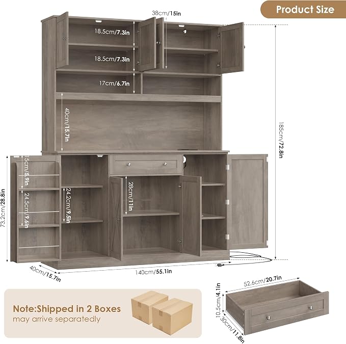 HIFIT 72.8” Tall Kitchen Pantry Cabinet - Image 3
