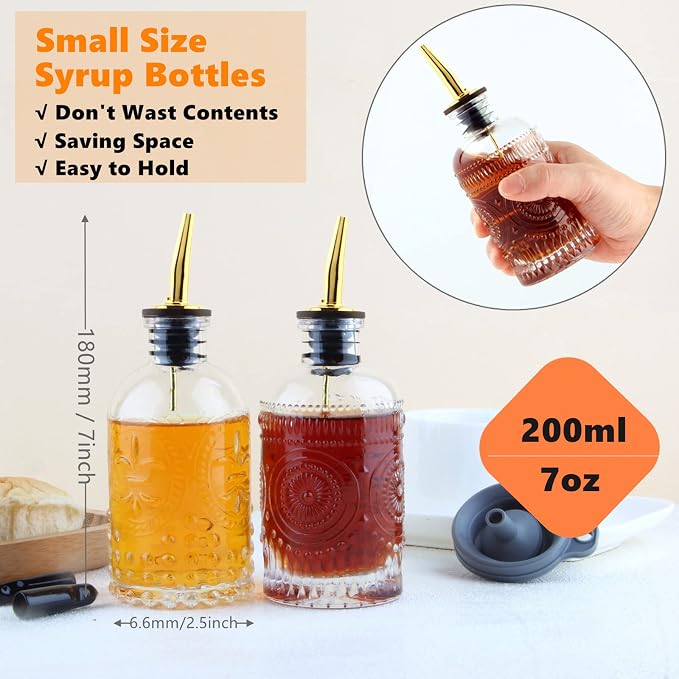 Shining Craft Coffee Syrup Dispenser Bottles Set 2 Pack 7 OZ Simple Small Syrup - Image 3
