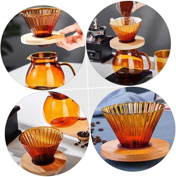 Gadpiparty High Borosilicate Glass Coffee Funnel Pour-Over Coffee Dripper Cloud - Image 9