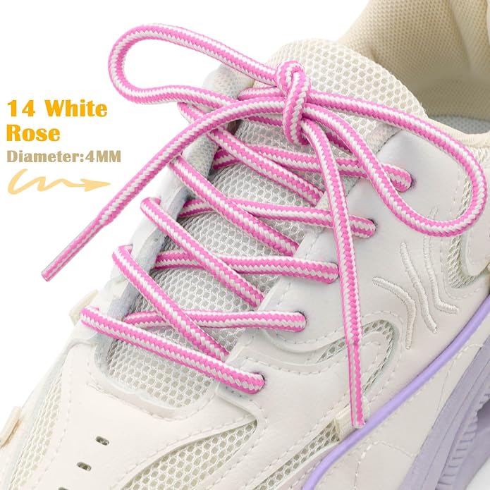 DELELE 2 Pair Round Boot Laces Outdoor Hiking Walking Shoelaces Dual Coloured - Image 2