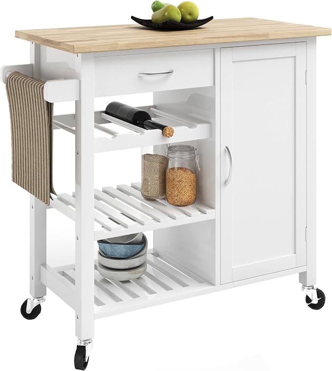 Kitchen Island with Towel Rack and Shelves by LavishHomeCollection