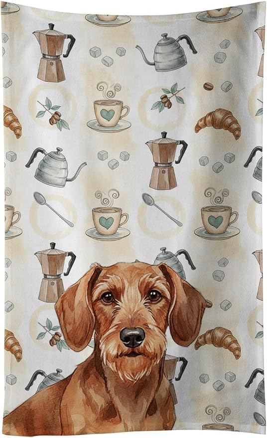 Caroline's Treasures Wirehaired Red Dachshund Coffee Bar Kitchen Towel Velour by CarolinesTreasures