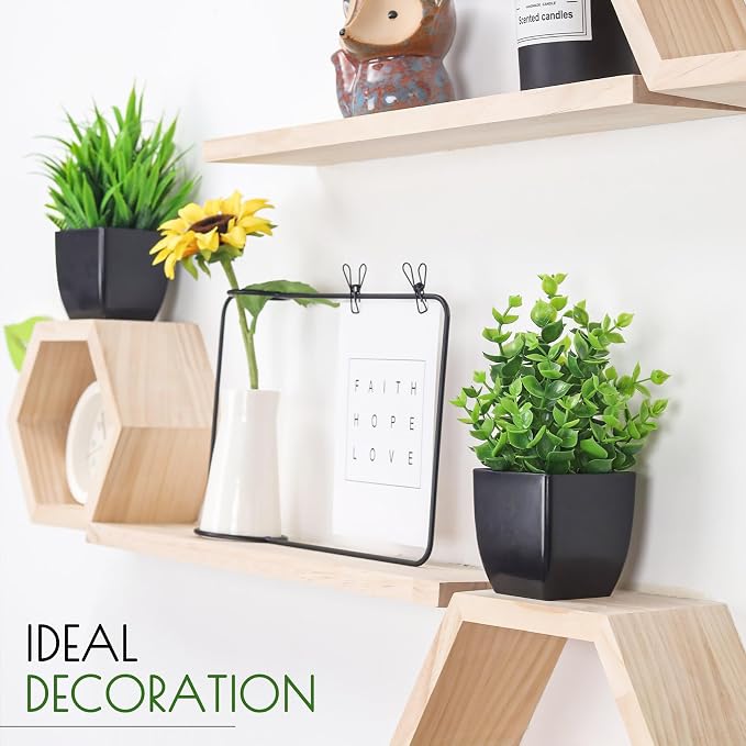 Der Rose 2 Pack Fake Plants Small Artificial Potted Plants Faux Plants Black - Image 7