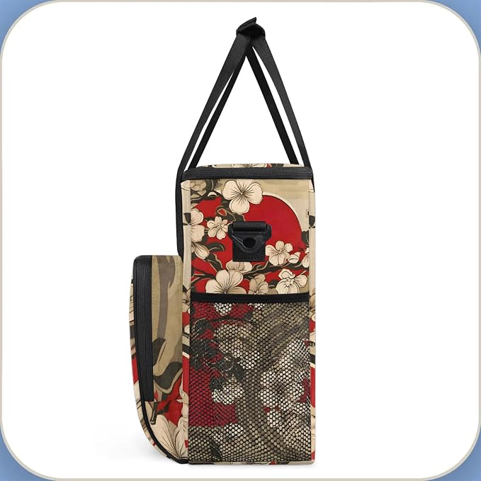 Cherry Flower Coffee Maker Carring Bag, Large Insulated Storage Organizer Case - Image 4