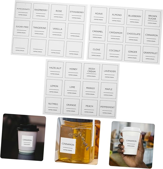 PRETYZOOM Kitchen Friendly Coffee Syrup Labels 36 Pack Decorative Stickers - Image 7