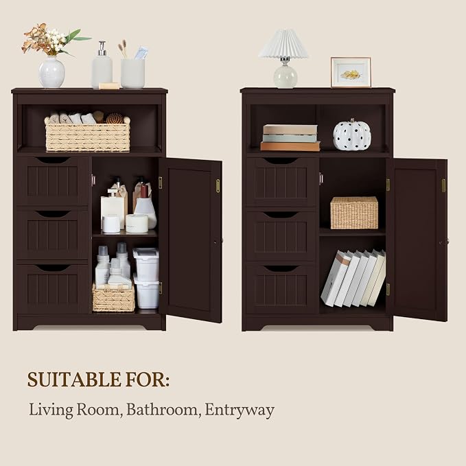 Yaheetech Wood Bathroom Floor Cabinet - Image 9