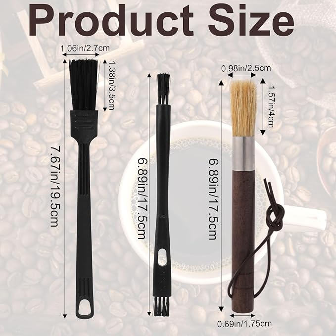 3pcs Coffee Grinder Cleaning Brush Set, Espresso Machine Cleaning Brushes - Image 2