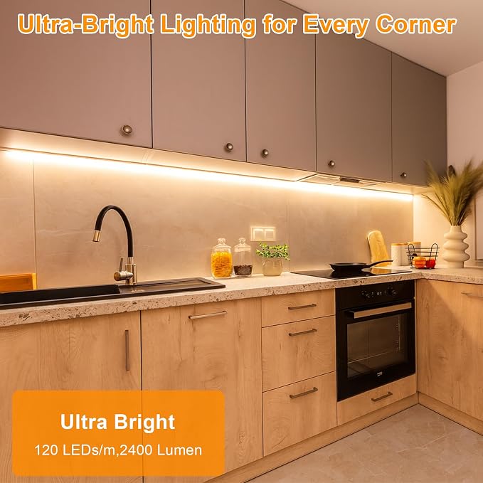 maylit Under Cabinet Strip Lighting Plug in 60in, Ultra Bright Small LED Light - Image 3