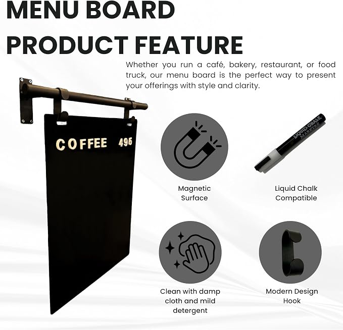 Hanging Menu Contemporary Style Chalkboard Sign, Metal Menu Display 22x28 - Image 5