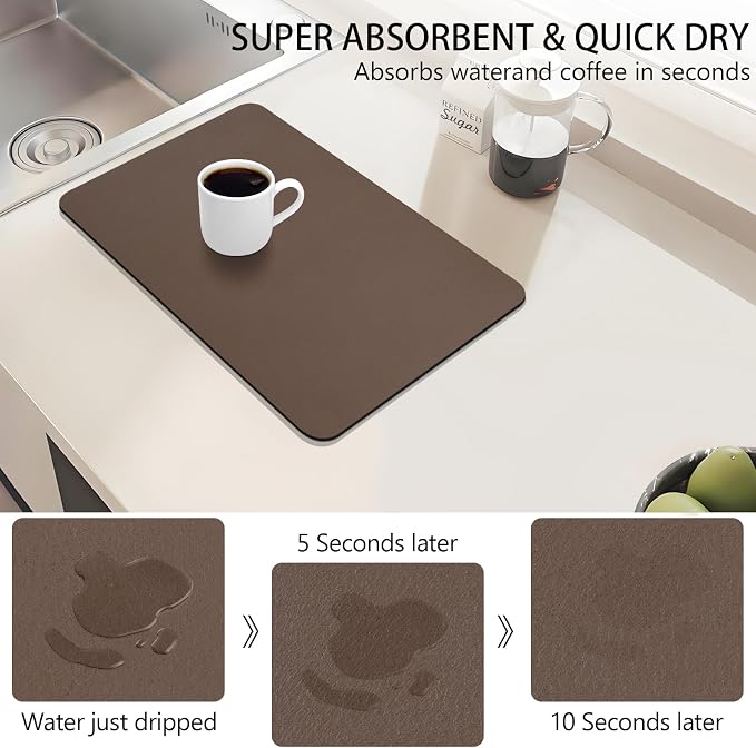 Dish Drying Mat, Absorbent Coffee Bar Mat - Image 3
