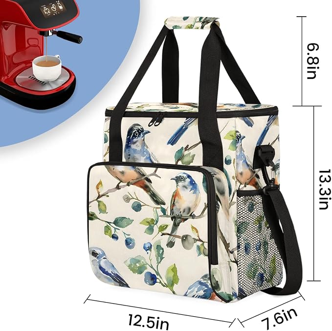Bird Vintage Coffee Maker Carring Bag, Large Insulated Storage Organizer Case - Image 2