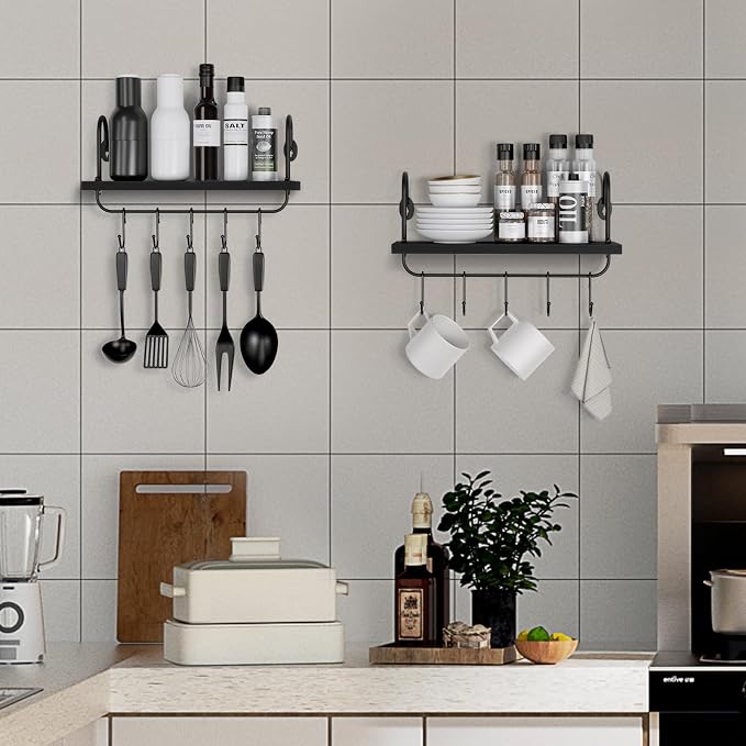 Olakee Floating Wall Shelves for Kitchen Bathroom Coffee Nook - Image 7