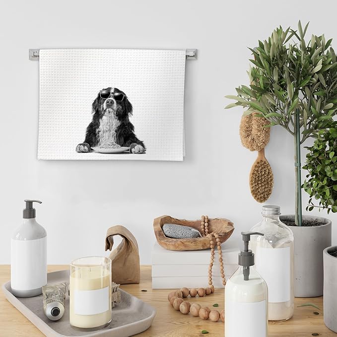 Bernese Mountain Dog Gifts Wine Kitchen Towels Set of 2, Funny Bernese Mountain - Image 4