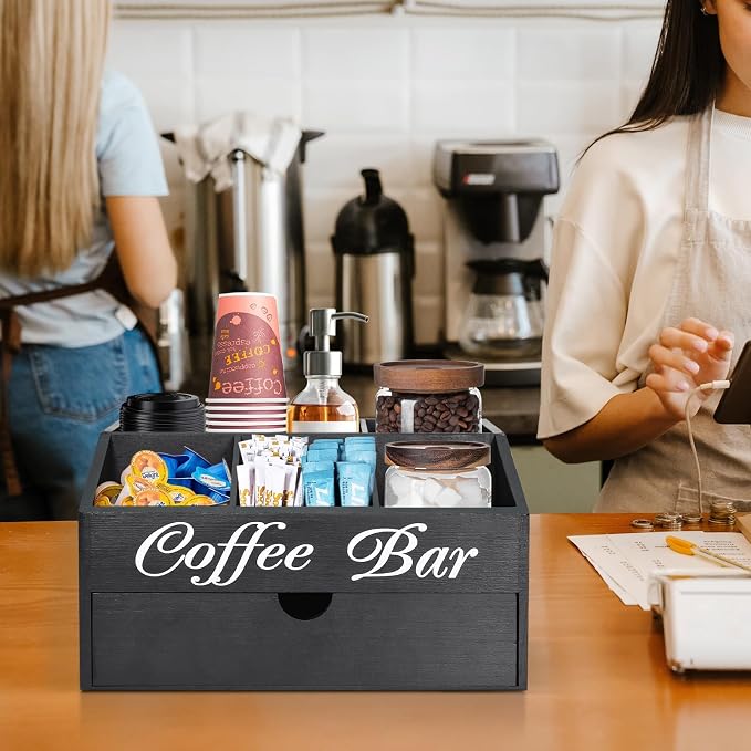 Coffee Bar Organizer Countertop, Wooden Bar Accessories - Image 4