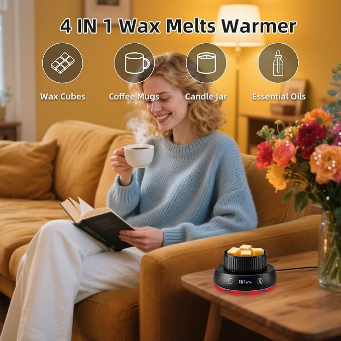 Mug Warmer for Desk, Electric Coffee Cup Warmer Candle Warmer 1-9H Delay Start - Image 2