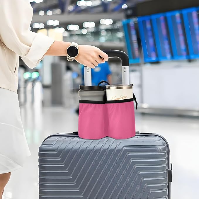 DOMIKING Neon Pink Travel Luggage Cup Holder - Image 5