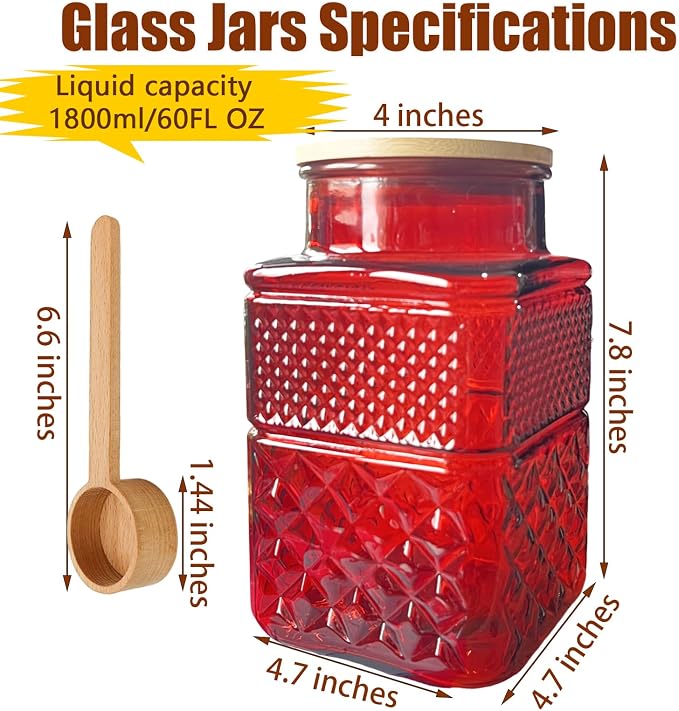 Viovian 60oz Red Glass Jar - Image 2