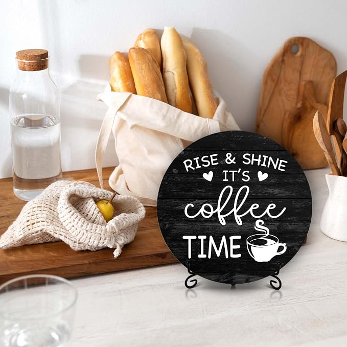 Farmhouse Coffee Bar Decor, Rustic Wooden Plaques - Image 3
