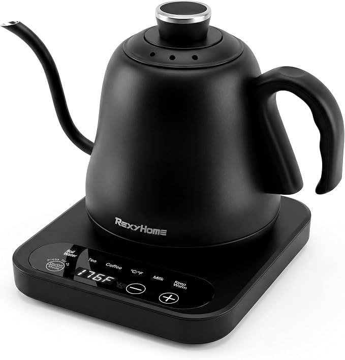 Gooseneck Electric Kettle Temperature Control: ±1℉ Precision, 316L Stainless by REXYHOME