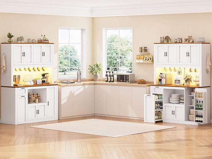 Itaar 71" Pantry Cabinet with Charging Station and LED Light, Kitchen Pantry - Image 9
