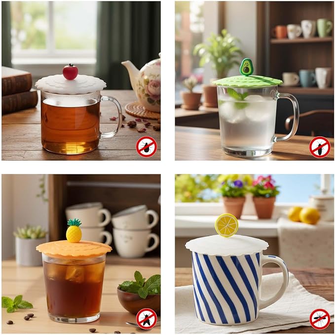 8 Pcs Silicone Cup Covers, Colorful Anti-Dust Coffee Cup Lid Covers - Image 5