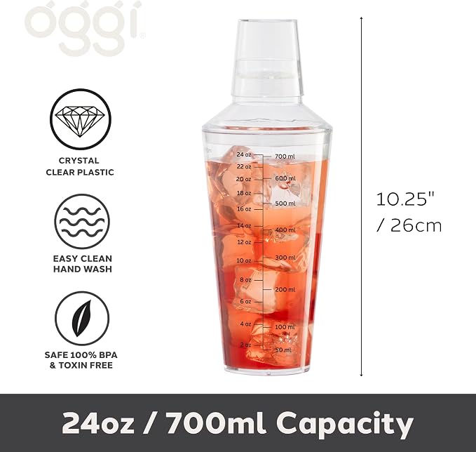 OGGI Clear Cocktail Shaker - 24 oz / 700 ml - Image 2