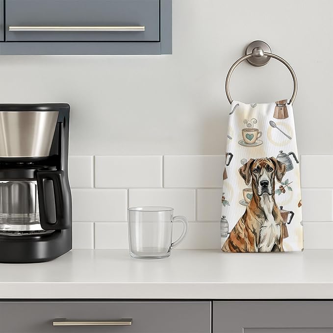 Caroline's Treasures Brindle Great Dane Coffee Bar Kitchen Towel Velour Plush - Image 3