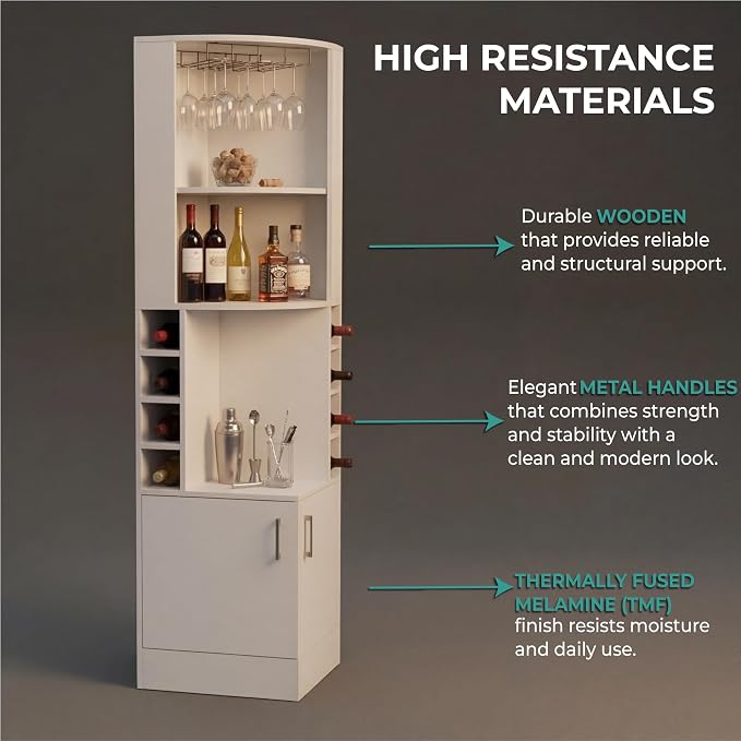 Tuhome Syrah Corner Bar Cabinet, Tall 71.1" Liquor Cabinet - Image 4