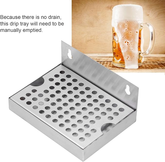 Beer Drip Tray, Stainless Steel Wall Mount Kegerator Beer Tower Drip Pan - Image 4
