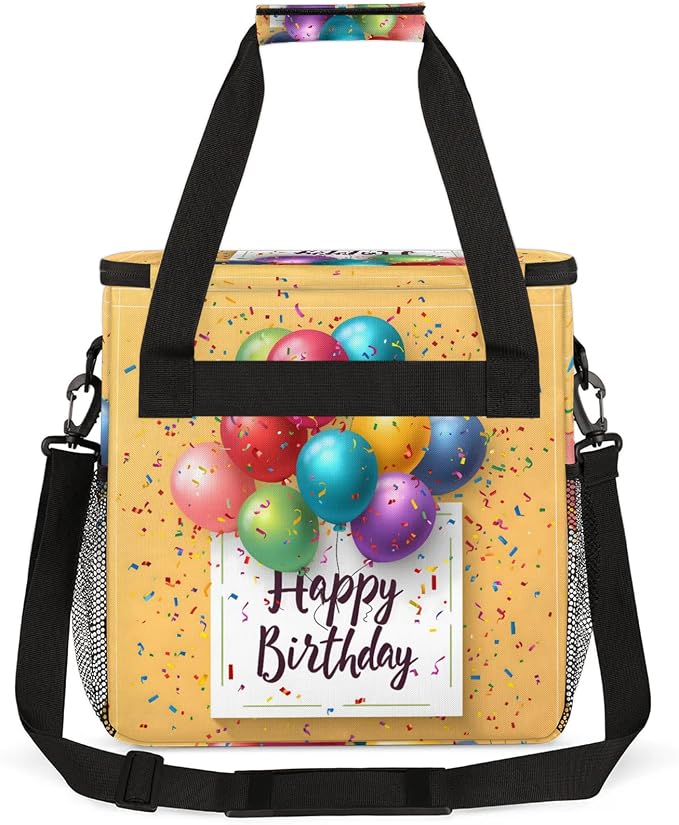 Happy Birthday Colorful Coffee Maker Carring Bag, Large Insulated Storage - Image 5