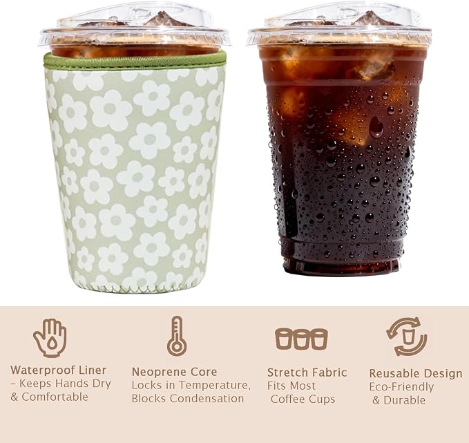 Reusable Insulated Sleeve for Iced Coffee Cup, Coffee Neoprene Sleeve for Cold - Image 6