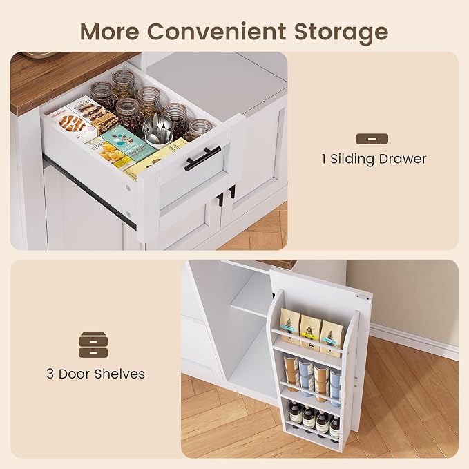 Itaar 71" Pantry Cabinet with Charging Station and LED Light, Kitchen Pantry - Image 7
