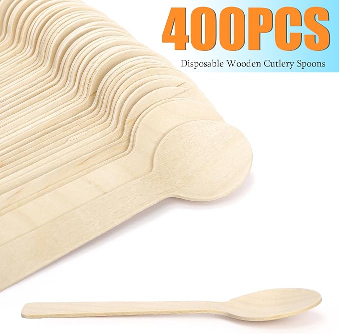 Bekith Mini Wooden Spoons 400 Pack, Organic Sugar Scrubs, Tasting and Sampling - Image 2