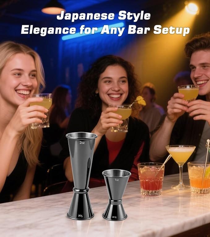 2-Pack Stainless Steel Cocktail Jiggers – Japanese Style Double Measuring Cups - Image 6