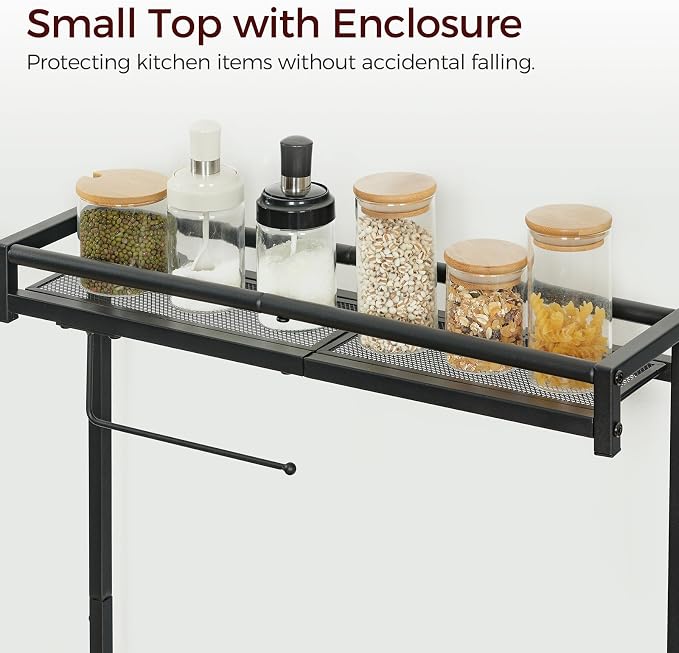 MAHANCRIS Bakers Rack with Storage, Microwave Stand with Paper Holder, Bakers - Image 6