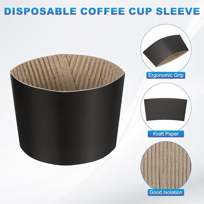 uxcell 100pcs Disposable Coffee Cup Sleeves, Cardboard Cup Sleeves - Image 3