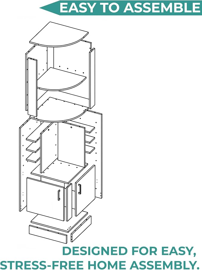 Tuhome Syrah Corner Bar Cabinet, Tall 71.1" Liquor Cabinet - Image 7