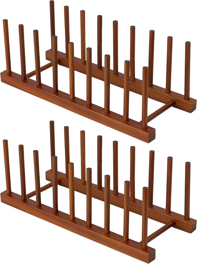 HBlife 2pcs Teak Dish Drying Rack Plates Holder Stand Kitchen Storage Cabinet by HBlife