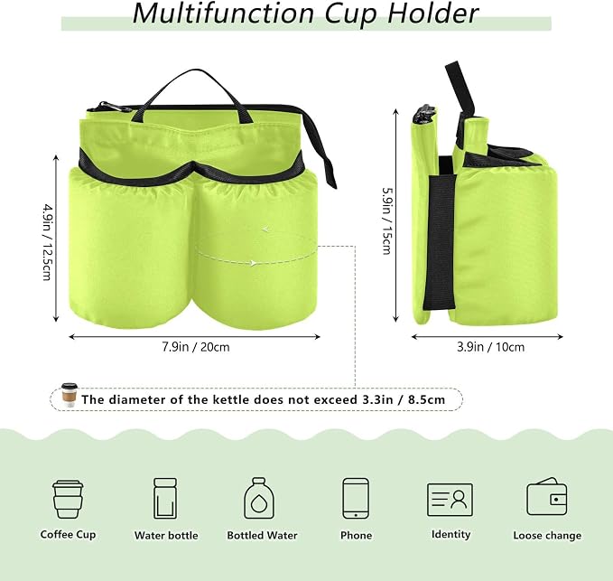 DOMIKING Neon Yellow Travel Luggage Cup Holder - Image 2