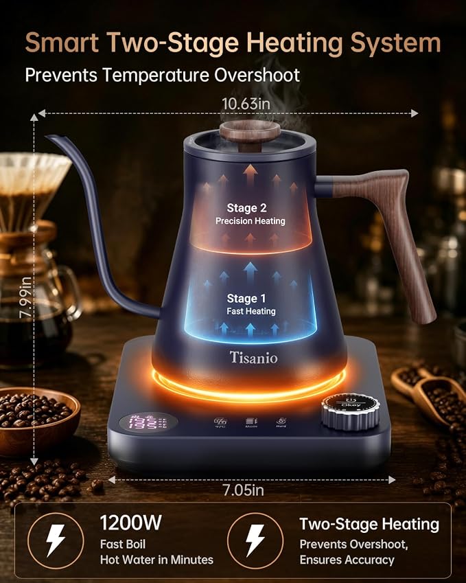 Gooseneck Electric Kettle for Pour Over Coffee, ±1°F Precision Control - Image 2