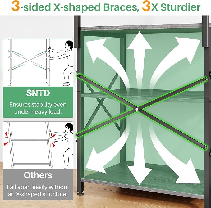 SNTD Bakers Rack with Power Outlet, Kitchen Shelves Microwave Stand with Wire - Image 6