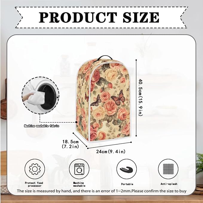 doginthehole Toaster Cover 2 Slice and Blender Dust Cover Retro Peony Butterfly - Image 4