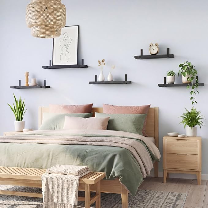 Fixwal Floating Shelves for Wall, Rustic Wood Wall Storage Shelves for Bedroom - Image 7