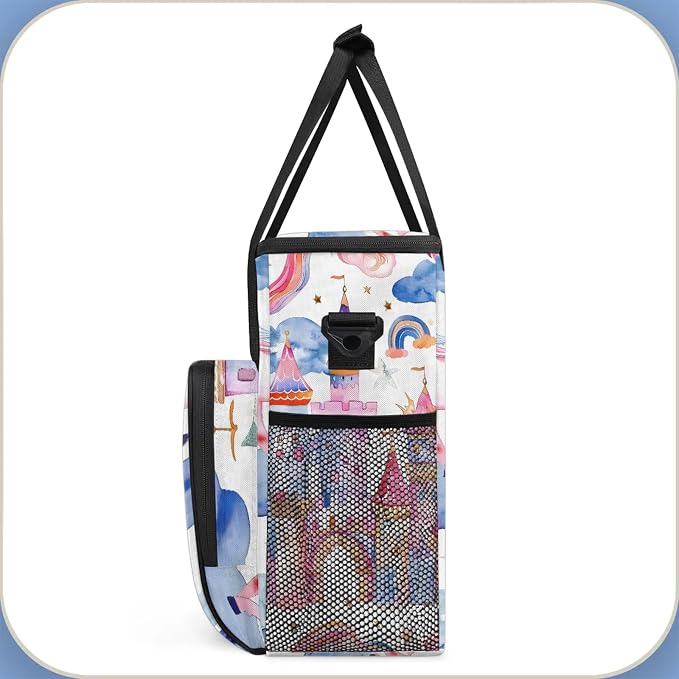 Unicorn Castle Rainbow Coffee Maker Carring Bag, Large Insulated Storage - Image 4