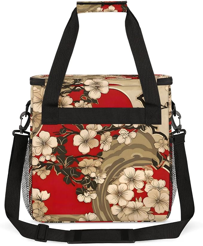 Cherry Flower Coffee Maker Carring Bag, Large Insulated Storage Organizer Case - Image 5