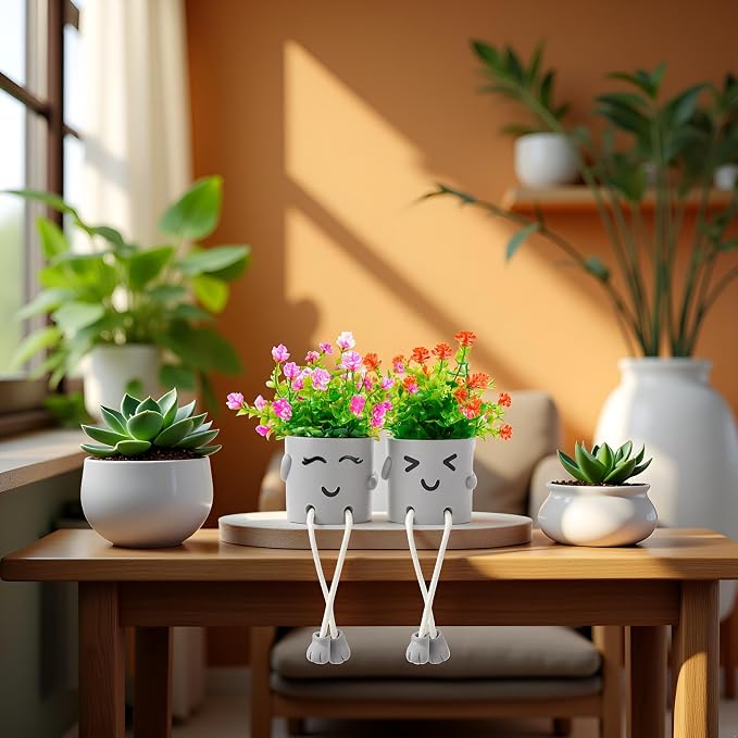 2 Packs Cute Fake Plants, Artificial Potted Plants - Image 3