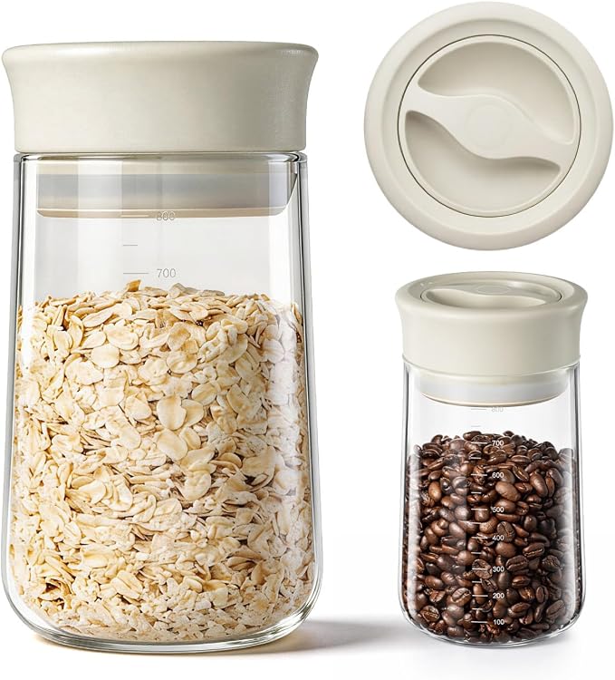 Upgraded Rotary Airtight Glass Jar by NUZEAK