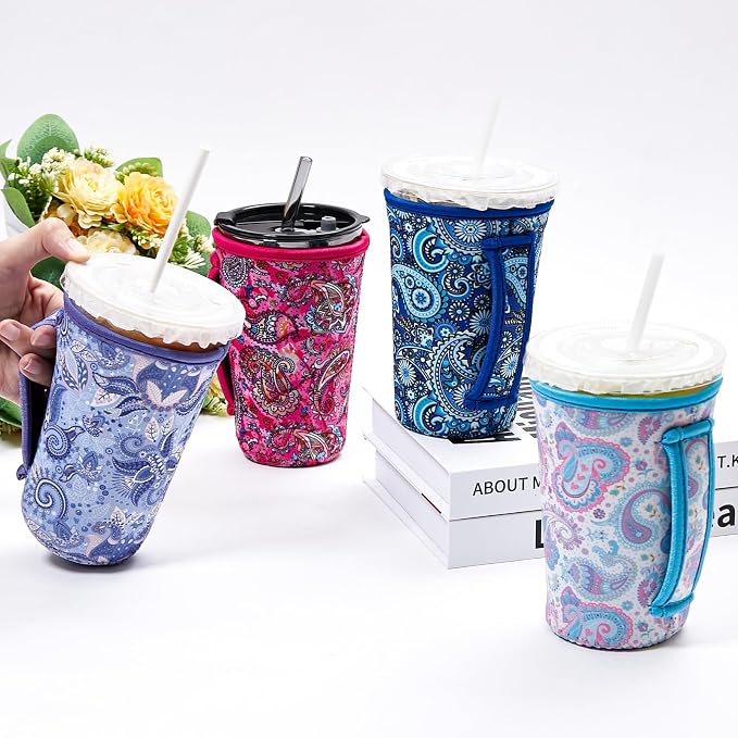 KJQJLY 4 Pack Iced Coffee Sleeve, reusable Neoprene Cup Sleeves Suitable - Image 8