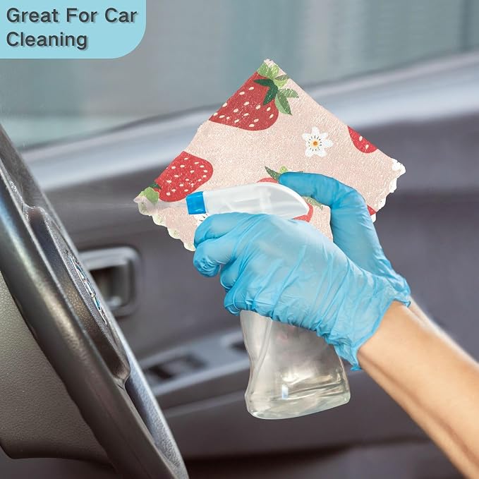 ALAZA Dish Towels Kitchen Cleaning Cloths Strawberry Pattern Small Scale Dish - Image 6