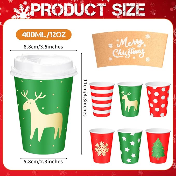 Mimorou 60 Pcs Christmas Disposable Coffee Cups - Image 2